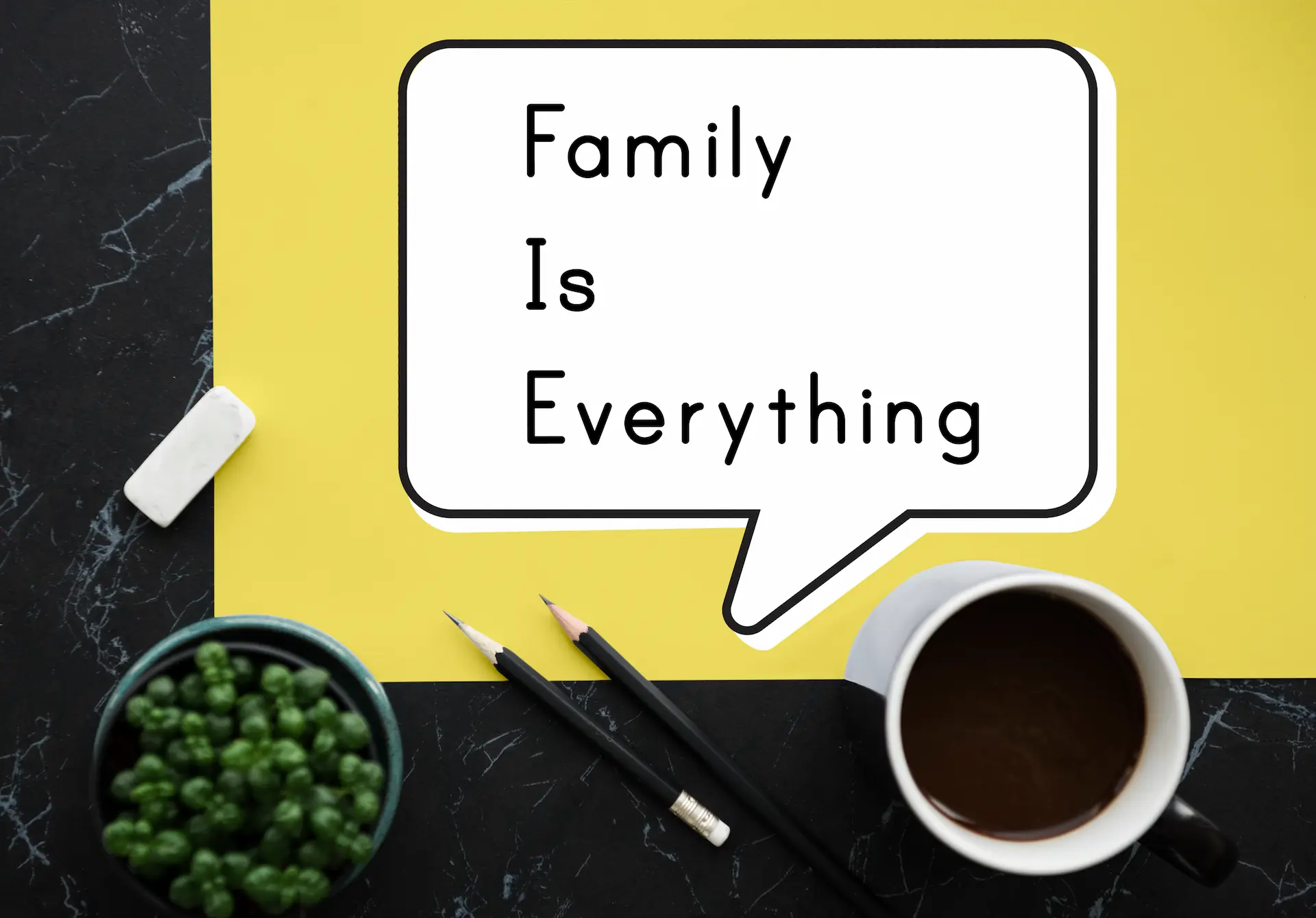 A creative board with the message “Family Is Everything,” reflecting Gaia Academy’s commitment to filial piety and building stronger relationships.