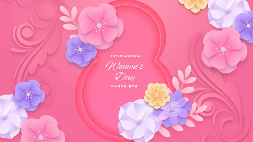 International Women’s Day design with flowers and a message of empowerment, supported by Gaia in Love’s vibration toys for women.