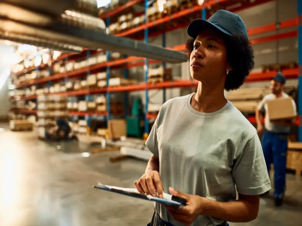 A female warehouse worker