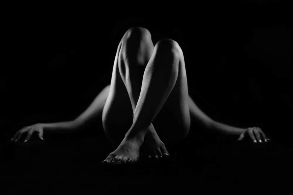 Artistic silhouette of crossed legs
