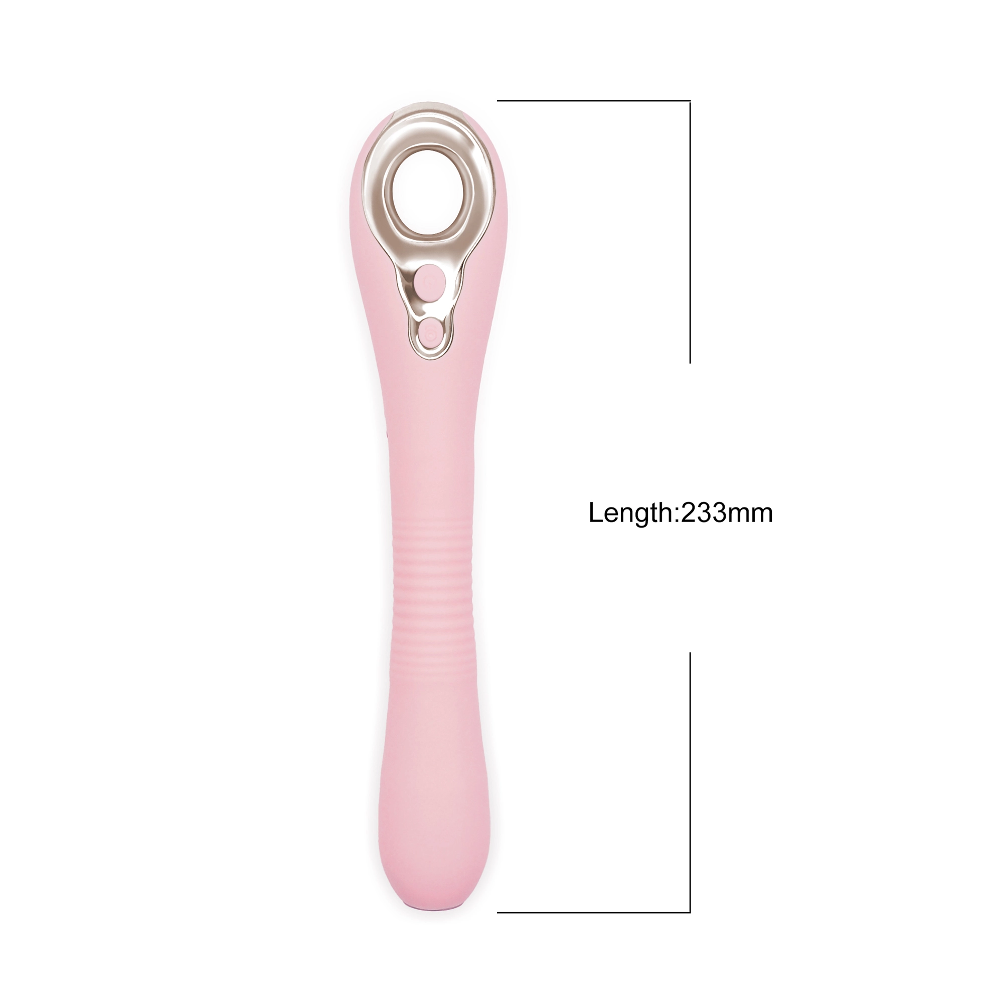 Dimensions of Luxe Insight Pro Endoscopic Vibrator - Rose Quartz, featuring a length of 233mm for perfect usability.