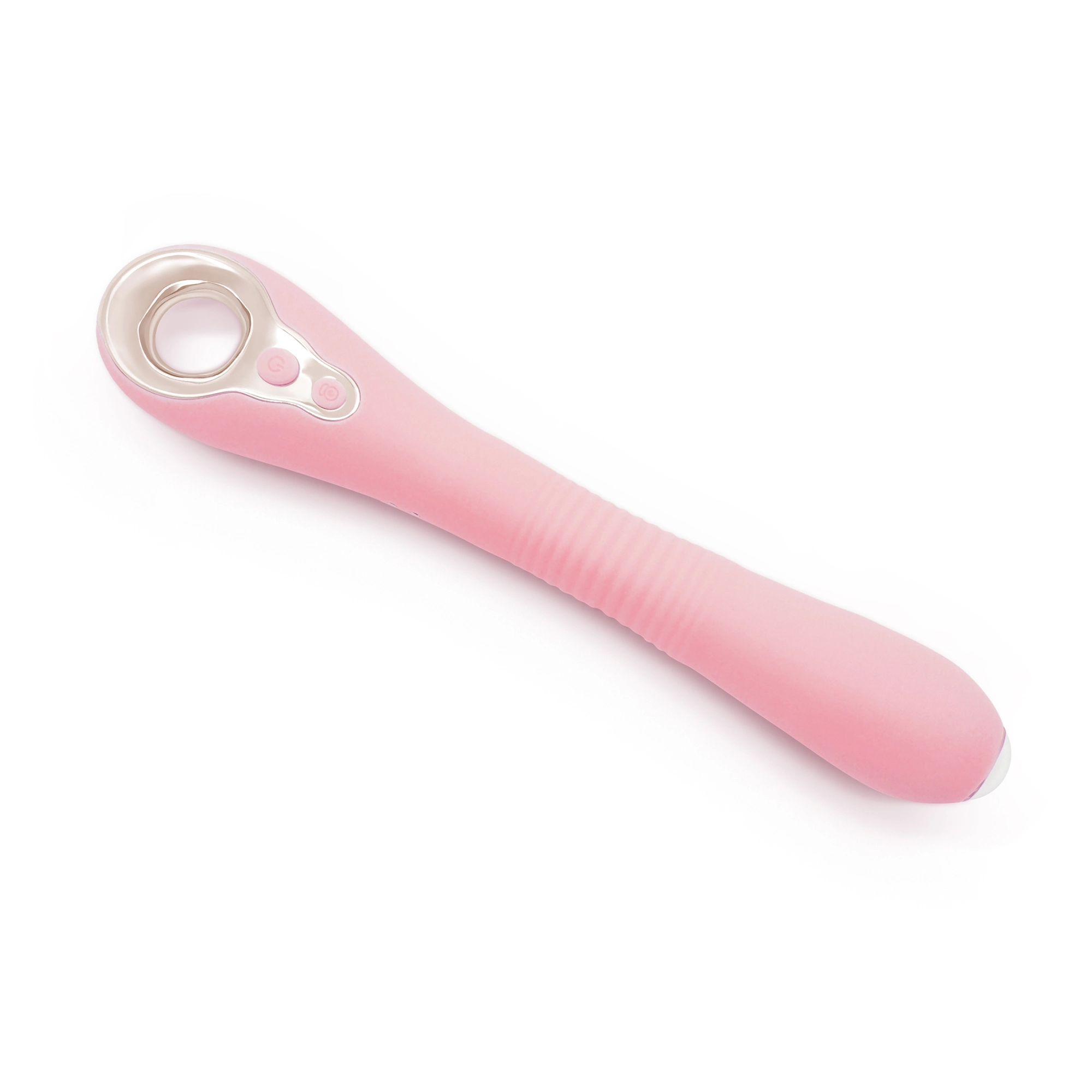 Close-up of Luxe Insight Pro Endoscopic Vibrator - Rose Quartz, highlighting HD camera and intuitive controls for ultimate customization.