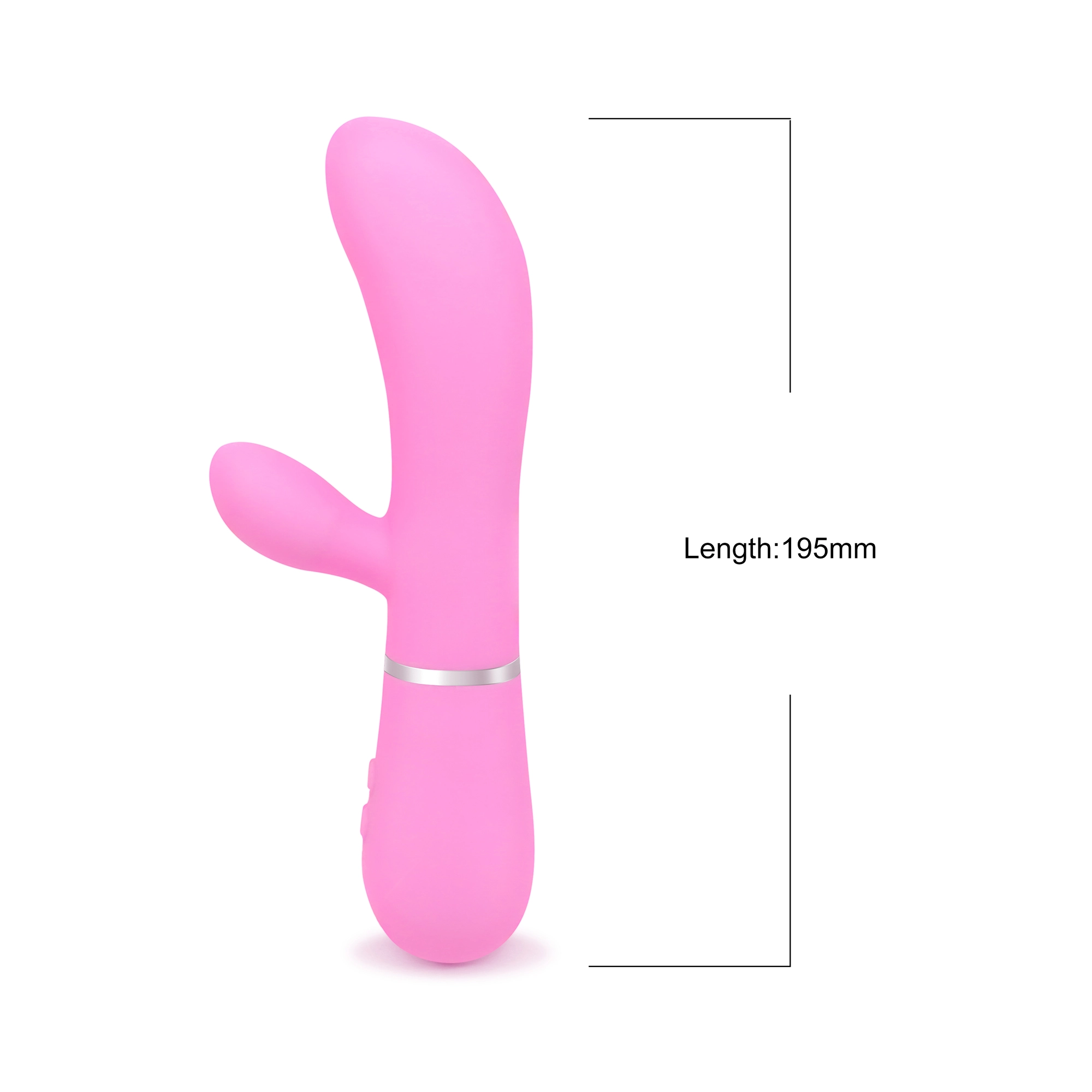 Side view of light fuchsia Elysian rabbit vibrator highlighting its ergonomic build and best toys for women features.