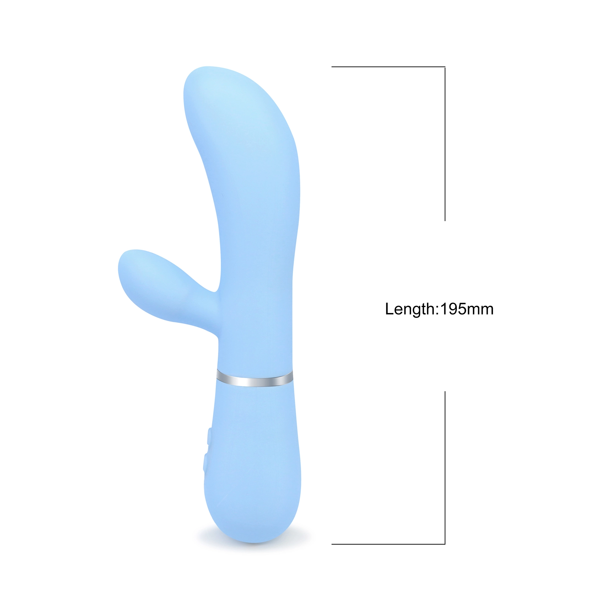 Dimensions of Elysian Dual Motion Rabbit Vibrator - Sky Blue, with compact size ideal for rabbit sec toy and couples toys.
