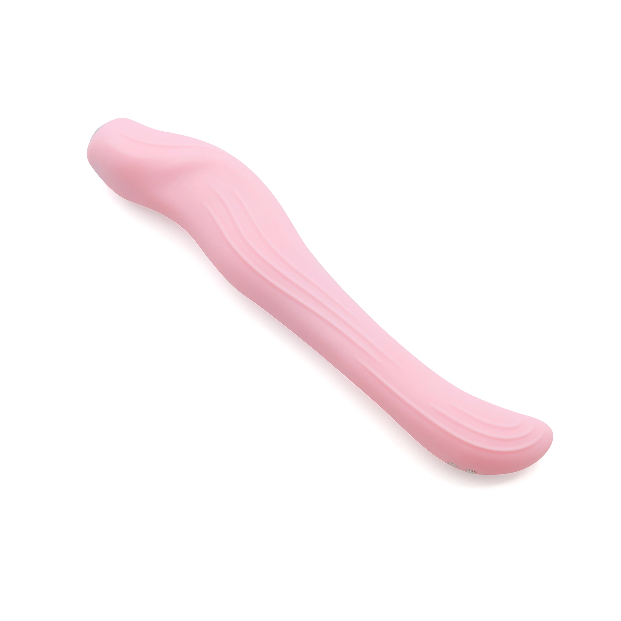Side profile of Gaia in Love Mystic Vision Magic Wand - Rose Quartz, showcasing ergonomic curves and multi-function buttons for enhanced use as a vibrator.