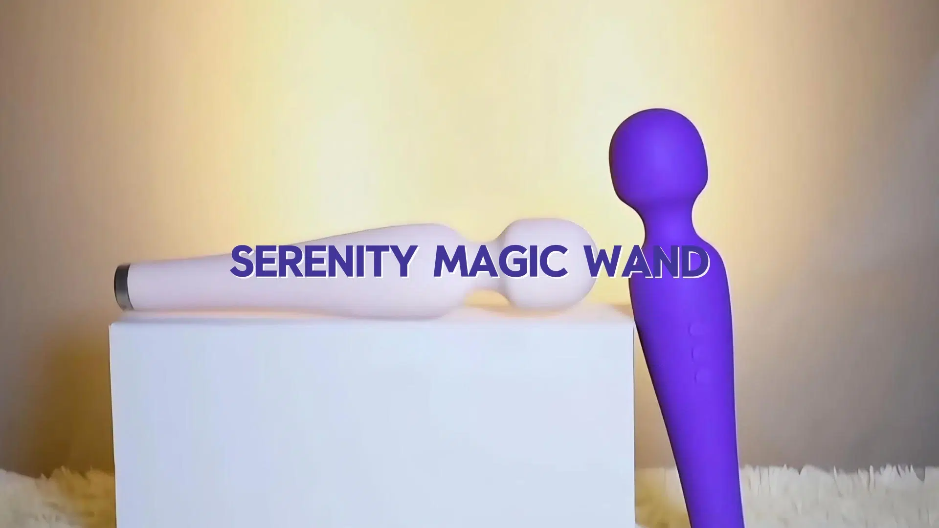 Serenity Magic Wand purple vibrator with product name, showcasing the powerful wand vibrator.