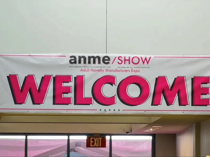 Welcome banner at ANME Founders Show 2025, the leading adult toy expo in North America. Gaia in Love joins through its distribution partners.