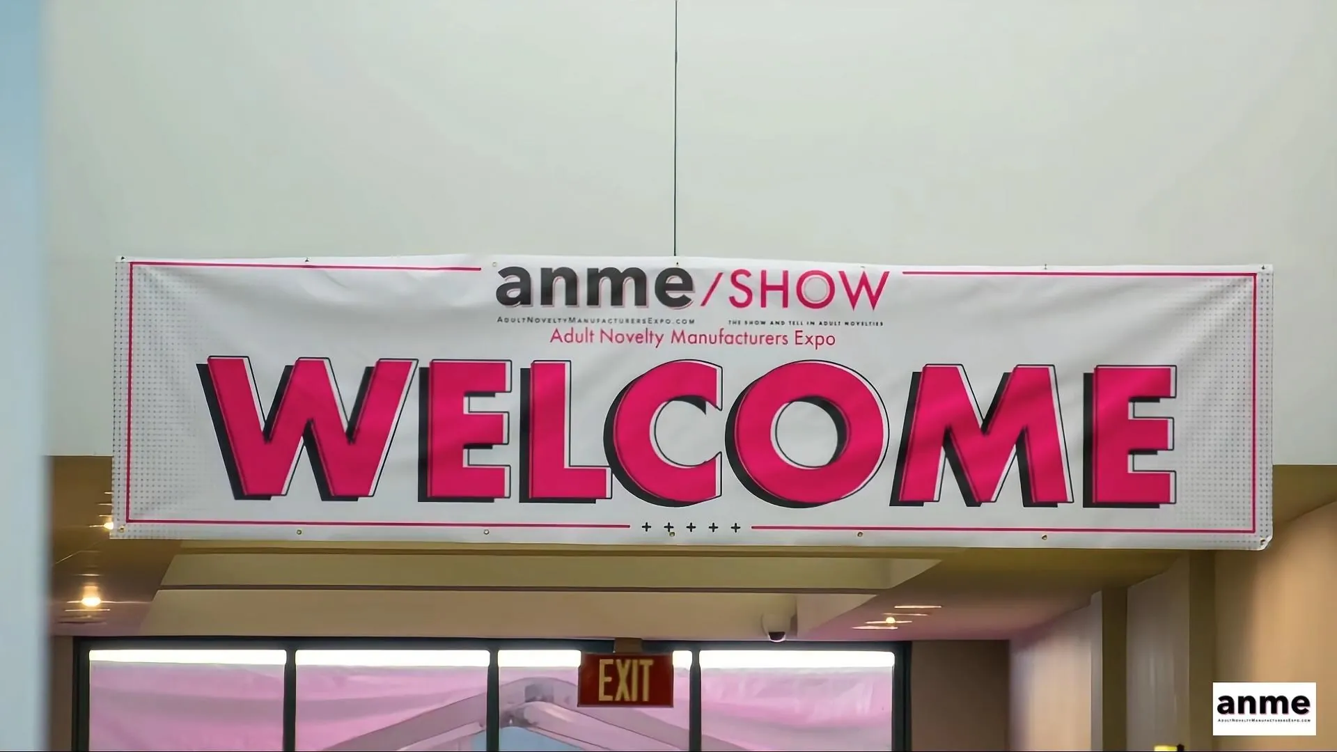 Welcome banner at ANME Founders Show 2025, the leading adult toy expo in North America. Gaia in Love joins through its distribution partners.