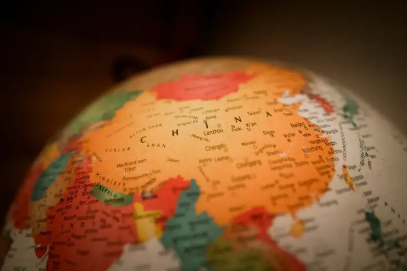 Map of China highlighting global export regions, representing Gaia in Love's sex toy manufacturing and B2B services.