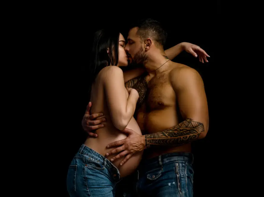 Is Sex During Pregnancy Safe? A loving couple sharing an intimate moment during pregnancy, supported by Gaia in Love.