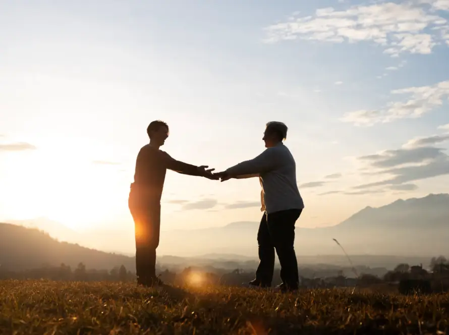 Two people connecting through the power of trust and collaboration, a concept shared by Top Female Vibrator Brands like Gaia in Love, focusing on innovation, empowerment, and sexual wellness.