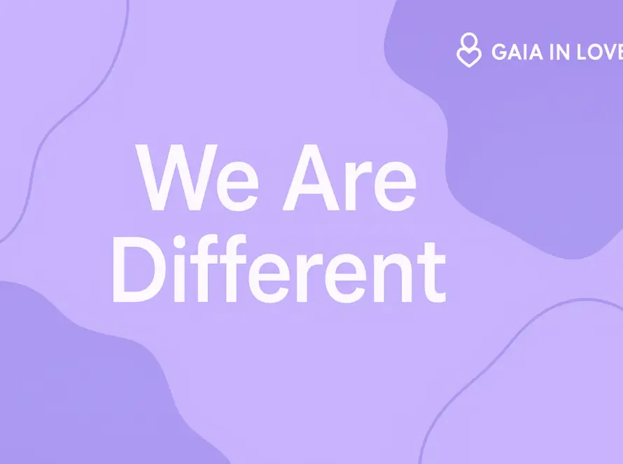 Minimalist lavender graphic with the phrase "We Are Different", representing Gaia in Love, a Chinese sex toy factory focused on women’s wellness and design innovation.