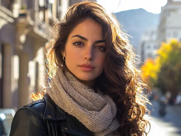 Mujer joven en una calle de Santiago, simbolizando a las consumidoras chilenas de bienestar y placer femenino que Gaia Sex Tech ayuda a las marcas a atender.