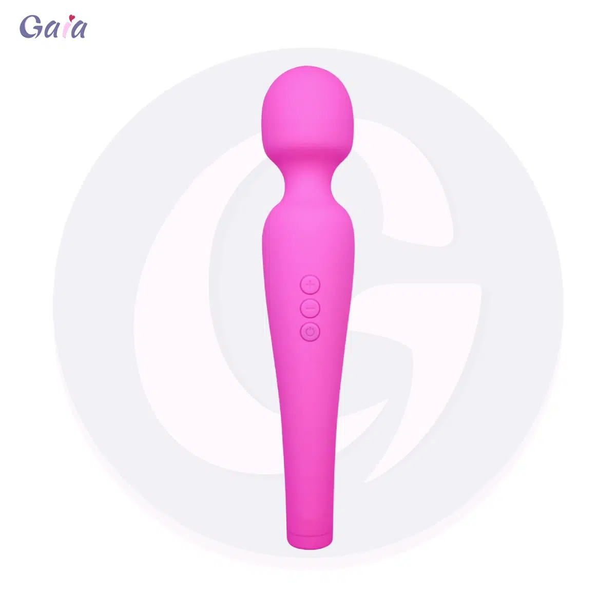 GL9012 Masajeador fucsia para mujeres, potente vibrador con cabezal ancho y silicona segura para el cuerpo, Gaia in Love.