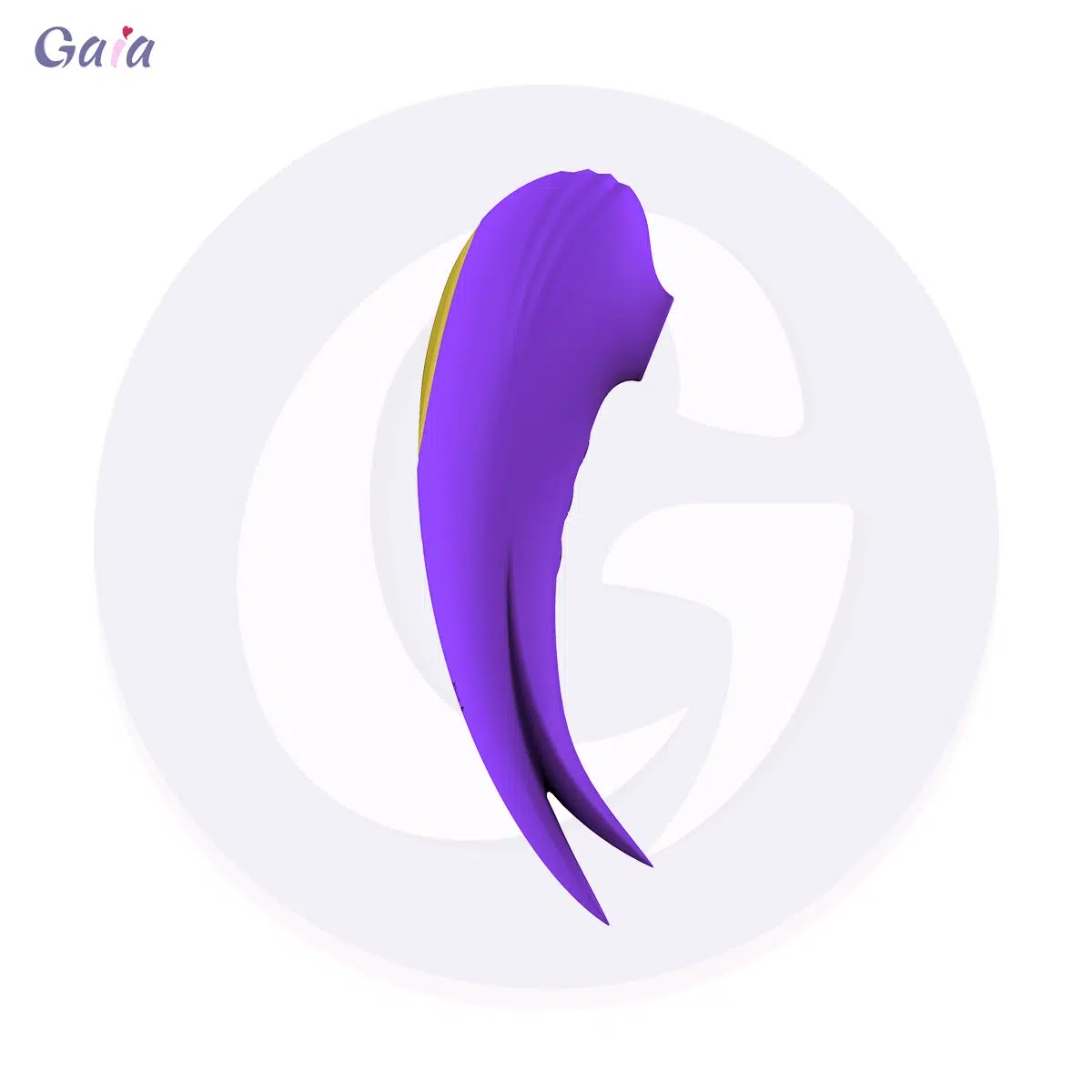 Vibrador clitorial con succión en forma de pájaro morado GS1175 con cuerpo curvo de silicona, Gaia in Love