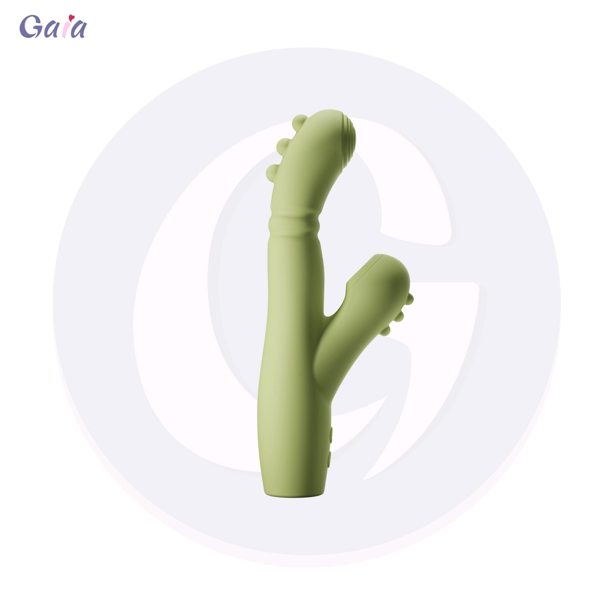 Full view of GS3049 rabbit vibrator showing the curved insertable shaft and external clitoral arm.