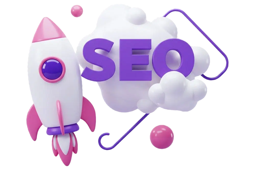 SEO rocket icon with “SEO” text, representing search engine optimization for an online sex toy business
