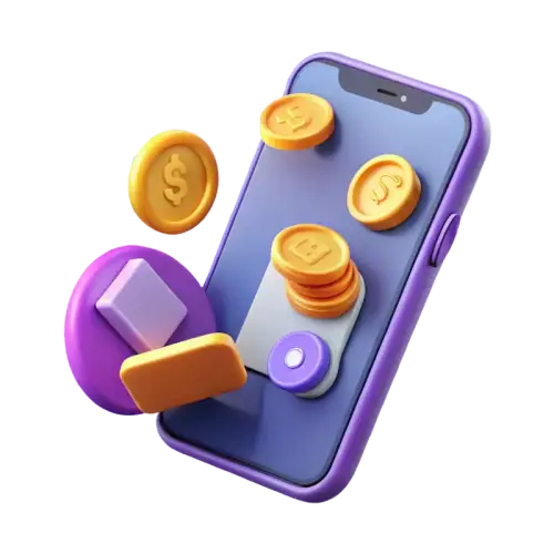 Smartphone with payment icons and coins, representing payments and chargeback prevention for an online adult toy store